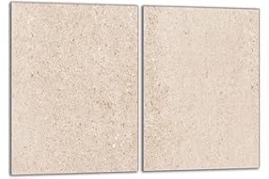 DarHaus Tabla de cortar decorativa de cristal templado y cubre vitro, Placa protectora de vitrocerámica 40 x 52 cm 2 piezas, para inducción, protección contra salpicaduras, decoración, BEIGE