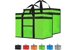 NZ HOME Insulated Cooler Bag and Food Warmer (XL Plus, 2 Pack) for Delivery & Grocery Shopping with Zippered Top, Green