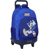 Sonic &ndash; Large Backpack with Wheels, Compact, Removable, Ideal for Children of Different Ages, Comfortable and Versatile, Qual