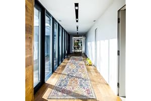 Enyhom Läufer Flur rutschfest 75 x 305cm Langer Vintage Boho TeppichLäufer Kurzflor Eingangstürmatte Waschbar Flauschig Weich Teppich Küche für Waschküche Eingang, Bunte