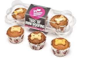THE BARKING BAKERY DOG TREATS Trio Mini Woofin. Dog Birthday Cake | Small Biscuits |Ice Cake Treats| Dog Training Treats |Puppy Training Treats. Bakery Fresh Dog Treat | Dog Chew Made In UK (Uniced)