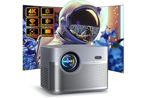 VISSPL [Auto Focus & Keystone] Projector 4K, WiFi Bluetooth Projector 26000L, VISPPL Native 1080P Outdoor Projector with Dual 36W Hi-Fi Speaker, Fully Sealed Optics, Projector for TV Stick/iOS/Android