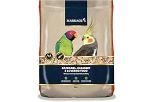 MARRIAGE'S Marriages - Lovebird Food, Cockatiel Seed Mix, Parakeet Bird Seed with Oats, Nyjer Seed and Millet, Wholesome, Packed with Fibre and Protein (3kg)