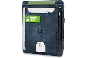 GENTO DESIGN GERMANY GenTo® FLAPLET II Portfel dla mężczyzn i kobiet, certyfikat TÜV, magiczny portfel z przegródką na monety, w zestawie pudełko na prezent, inteligentna portmonetka, granatowy - miękki, Mit großem Münzfach, Nowoczesny