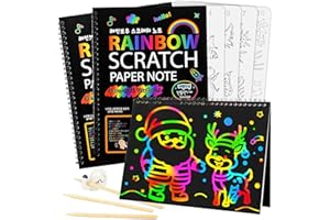 Mocoosy Scratch Art for Kids- 3 Large Rainbow Scratch Notebooks, Magic Scratch Art Paper Pads, Arts and Crafts for Kids Toys Girls Birthday Presents Drawing Activity Gifts for 3-12 Year Old Girls Boys