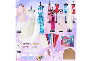 deAO Fashion Designer Kit for Girls, Creativity DIY Arts & Crafts Kit with Mannequins for Kids, Doll Clothes Making Sewing Kit, Girl Toy Gifts for Age 6 7 8 9 10 11 12+ Year Old