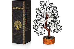 YATSKIA Black Tourmaline Crystal - Bonsai Tree, Money Tree, Black Tree, Tree of Life Decor, Chakra Tree of Life, Energy Gifts for Women, Crytals and Gemstones