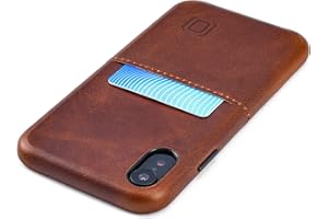 Dockem iPhone XR Funda Cartera: Cuero Genuino Funda Tarjetero Slim con Placa de Metal Integrada para Soporte Magnético: Virtuosa M1 [Marrón]