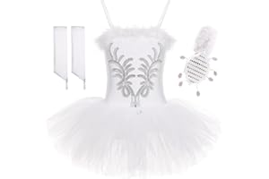 FONLAM Sukienka Trykot Baletowy Tańca Dziewczynki Łabędź Balet Tutu Błyszczący Karnawał Odzież Sportowa