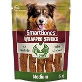 SmartBones Tavuk Sargılı Medium Stick K&ouml;pek &Ouml;d&uuml;l&uuml; 5'li (5 x 125gr)