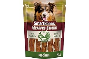SmartBones Huesos Masticables - Snack masticable con pollo para perros, huesos de textura blanda, sin cuero crudo, 5 piezas