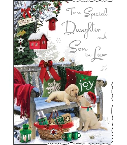 Jonny Javelin Weihnachtskarte „To A Special Son And Daughter In Law“ – Festliches Design Mit Eichhörnchen, In Englisch