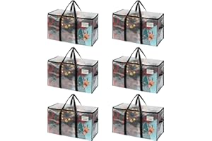VENO 95 L Sac de Rangement Grand Pliables, Sacs de Déménagement Robustes avec Couvercle et Poignées Renforcées pour le Vêtement, Couettes et Linge de Lit, Sac à Linge(Transparent, Lot de 6)