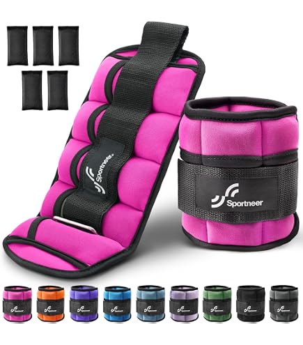 Poids Chevilles & Poignets 0,45 Kg X2 – Réglables Fitness, Yoga, Marche, Course