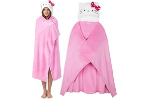 Hello Kitty Sanrio Manta con Capucha para Niñas Adolescentes, Kuromi Cinnamoroll Manta Polar Sofa Cama 90x130cm, Regalos Anime