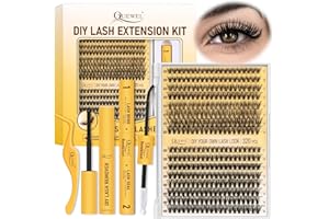 QUEWEL 320PCS 30D+40D Kit-Extension-Cils, 9-16mm Faux Cils Individuel avec pince à cils et colle faux cils, bricolage naturel Look Extension Cils à la maison (30D+40D-Kit)