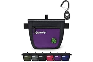 Gobeigo Bolsa de golosinas para perros y clicker de entrenamiento, dos cierres magnéticos mejorados para evitar derrames, bolsa de regalo de 2 tazas con dispensador de bolsas para excrementos,