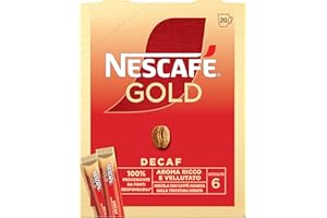 NESCAFE NESCAFÉ Gold Decaf Caffè Solubile Decaffeinato, 20 Bustine 34g