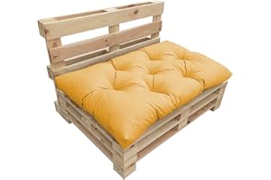 chilly pilley Coussin De Palette EU Imperméable Coussin De Jardin Imperméable Flocons De Mousse Plusieurs Tailles Et Couleurs (Coussin D'assise 120x 80. Jaune)