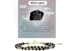 Farfume Crystal Bracelet Beaded Bracelets, Chakra Bracelet Bead Bracelet 4mm Natural Gemstone Spiritual Jewelry Gifts Bracelets for Women Girls