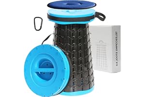 ALEVMOOM XXL 50CM Folding Stool with Cushion, Capacity 1000lbs Portable Stools for Adults Heavy Duty, Adjustable Height Telescoping Collapsible Stool, for Outdoor Camping Travel Hiking Fishing