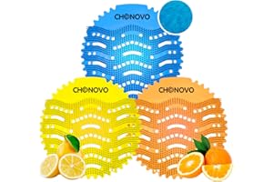 CHONOVO 12 Stück Urinalsieb mit Duft, Urinalsieb Spritzschutz Duft Lufterfrischer Einzeln Verpackt für WC Gästebads Bad Öffentlichen Toiletten Urinal - 4 Stk Meeresbrise 4 Stk Zitrone 4 Stk Orange