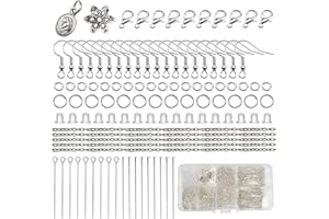 TOAOB THE ONE AND ONLY BABY TOAOB 784 Pezzi Kit per Orecchini Fai Da Te con Ganci di Orecchini Anelli Aperti Chiusura a Moschettone Perline Catena Occhiello Chiodini Testa per Creazione di Gioielli e Riparazione Argento Tono