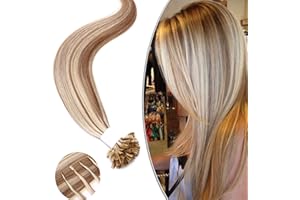 Elailite Extension Capelli Veri Cheratina 100g 55cm - 200 Ciocche Capelli Super Morbidissimi 100% Remy Human Hair Balayage #12/#613 Marrone Chiaro/Biondo Chiarissimo