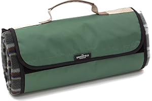 THE GREENFIELD Greenfield Collection Couverture de Pique-Nique 135 cm x 148 cm - Vert forêt - Résistant à l'humidité - Tapis d'extérieur pour Camping, extérieur, Parc, randonnée, Plage - avec poignée de Transport