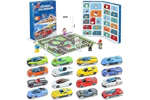 Calendario Adviento 2023,Goomp Calendario de Adviento 2023 Coches Niño 24 Juguetes para Autos,Ideal para Regalo Sorpresa de Navidad