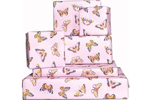 Central 23-6 feuilles de papier d'emballage - papillons violets - papier d'emballage cadeau pour filles femmes - papier d'emballage d'anniversaire - recyclable - fabriqué au Royaume-Uni