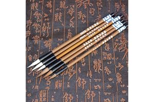 ZCHUI 6PCS / Set Pinceles de escritura en chino tradicional Nubes blancas Pincel de escritura de pelo de lobo de bambú para la práctica de pintura de caligrafía 921