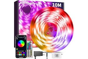 ‎BATHEBRIGHT BATHEBRIGHT Led Strip 10m RGB LED Streifen mit Fernbedienung Bluetooth Musik Sync Timer-Einstellung Dimmbar Farbwechsel Led Lichterkette Lichtband Leiste Band für Zuhause Party