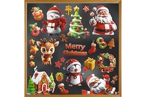 PXBSNB 15 arkuszy obrazków okiennych na Boże Narodzenie, dwustronna dekoracja okienna na Boże Narodzenie, elektrostatyczne naklejki bożonarodzeniowe, wielokrotnego użytku, dekoracja bożonarodzeniowa