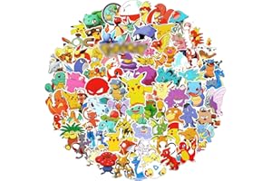 YAGU Aufkleber Kinder, 100 Stück Wasserfeste Stickers, Pokémon Aufkleber, Helme, Skateboards ,Water Bottle, Tablets，Schultaschen, Kühlschränke, Fahrräder, Türen, Tischplatten