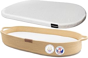 Yunioo Matelas à Langer Bébé, Panier à Langer avec Tapis à Langer Nomade en Mousse et Housse Hydrofuge pour Plan a Langer pour Commode