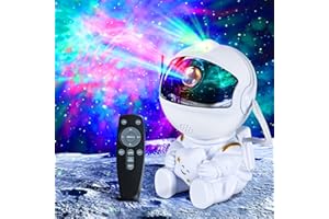 BURNNOVE Astronaute Projecteur Galaxy Projecteur Ciel Etoile Veilleuse avec 8 Nébuleuse 2 Étoile Télécommande Rotation à 360° Vitesse de Luminosité Réglable pour Chambre Plafond Enfants Adultes