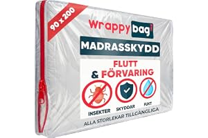 WRAPPYBAG® – Skyddande plastfodral till madrass – 3 storlekar – Vatten- och slittålig förvaringsväska – för flyttar, förvaring och transport