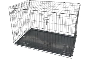 TOULIFLY Black Metal Folding 36" Pet Crate Dog Crate Cage Transport