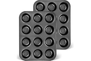 Czwander 2 Stück Muffinform, Muffin Backform,Muffinblech 12er,Karbonstahl Muffinform Blech,Antihaftbeschichtet Backblech Backform 35 * 26 * 3.5CM