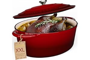 SUSANI SCHMORGOLD Emaillierter Bräter mit Deckel 37,5cm - 9,8l Gusseisen Topf Oval backofengeeignet - Schmortopf mit Deckel für alle Herdarten inkl. Induktion