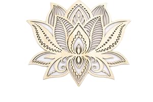 Lotus Mandala découpé au laser Lotus Contreplaqué Lotus Décoration murale Lotus Art Mural Lotus Bois Naturel Lotus Décoration Murale Décoration de Yoga