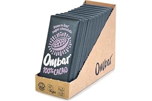 Vegan Chocolate - Ombar 100% Dark Chocolate (35g x 10 Bars) Organic Fair Trade, Dairy and Gluten Free Chocolate