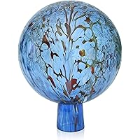 Lauschaer Glas Gartenkugel Rosenkugel aus Glas mit Granulat aquablau d 12cm mundgeblasen handgeformt