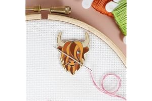 Caterpillar Cross Stitch Needle Minder - Highland Cow for Cross Stitch, Sewing, Embroidery and Needlework Accessories, Enamel and Magnetic