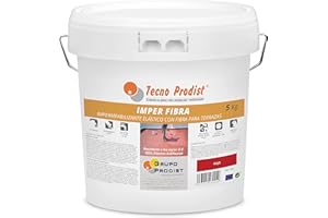 Tecno Prodist IMPER FIBRA (5 Kg, ROJO) Pintura Terrazas Impermeabilizante y elástica con Fibras Incorporadas - Gran cubrición - (A Rodillo o brocha, disponible en color rojo o blanco)