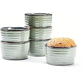 Henten Home Ceramic Ramekins Soufflé Dishes Set of 8OZ - 240ml, Baking Cups Bowl for Custard, Pudding, Oven Safe Souffle Cups