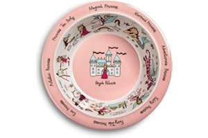 Tyrrell Katz Kids Princess Printed Bowl in Pink Melamine - Dishwasher Safe Children's Dish Outdoor Dining Tableware Everyday Plate - 16.5 cm Diameter