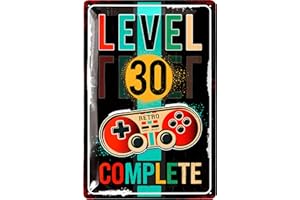 LANOLU Blaszana tabliczka na 30 urodziny - poziom 30 kompletów - dekoracja na 30 urodziny mężczyzny, 30 urodziny dekoracja dla graczy, zabawny szyld urodzinowy 30 jako kartka urodzinowa 30, tabliczka