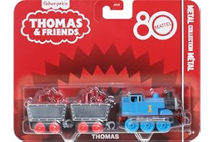 Thomas & Friends av Fisher-Price samlarleksakståg, Small Die-Cast Mattel 80th Engine med Premium Deco och 2 lagerbilar med rö